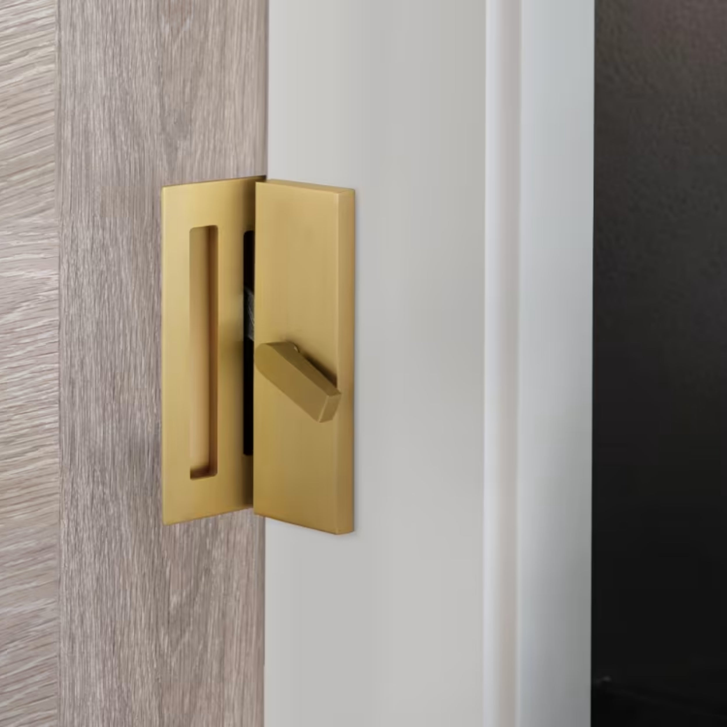 Modern Rectangular Barn Door Privacy Lock and Narrow Flush Pull with I ...